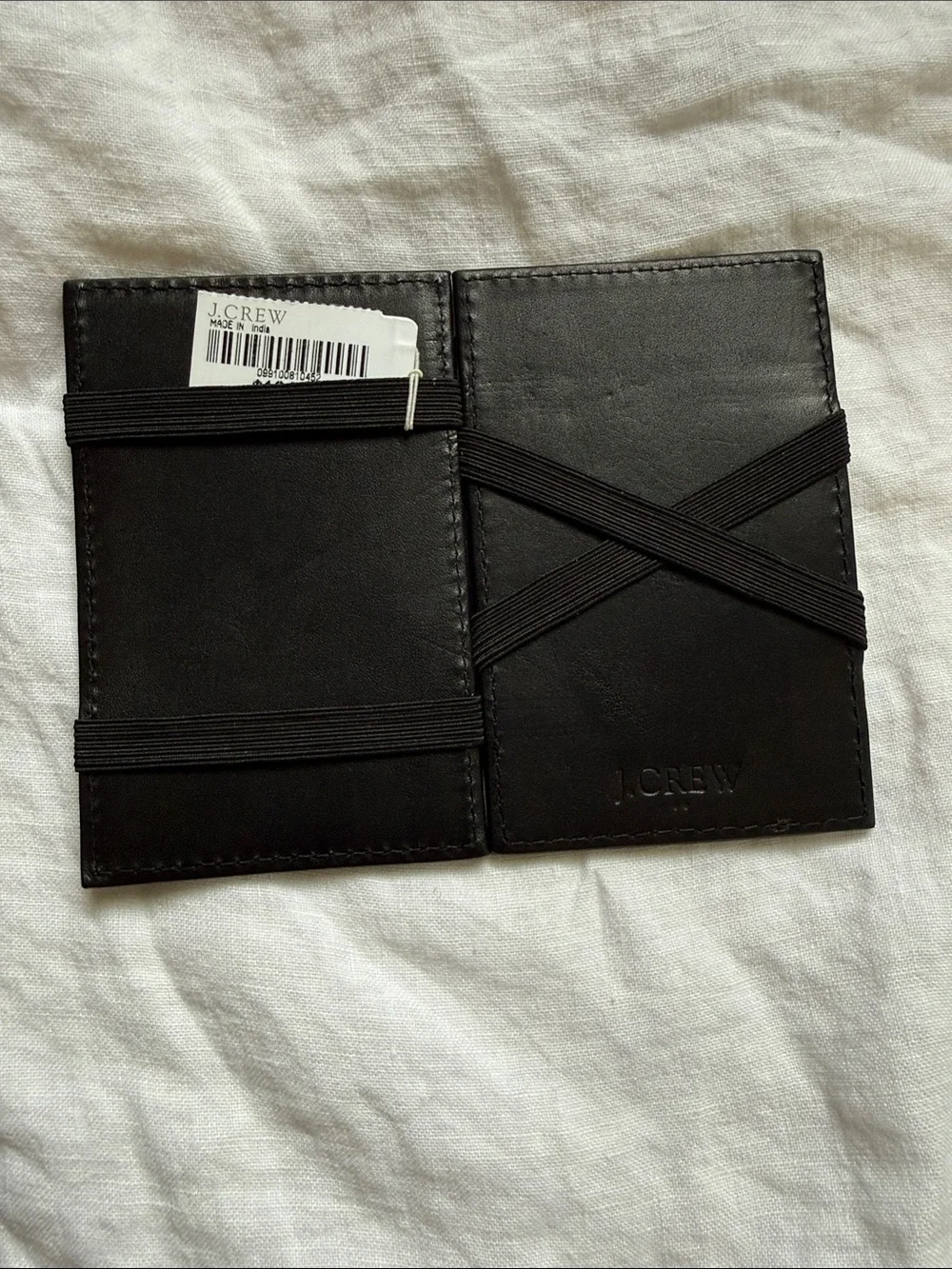J. Crew Black Leather Card & Key Sleeve